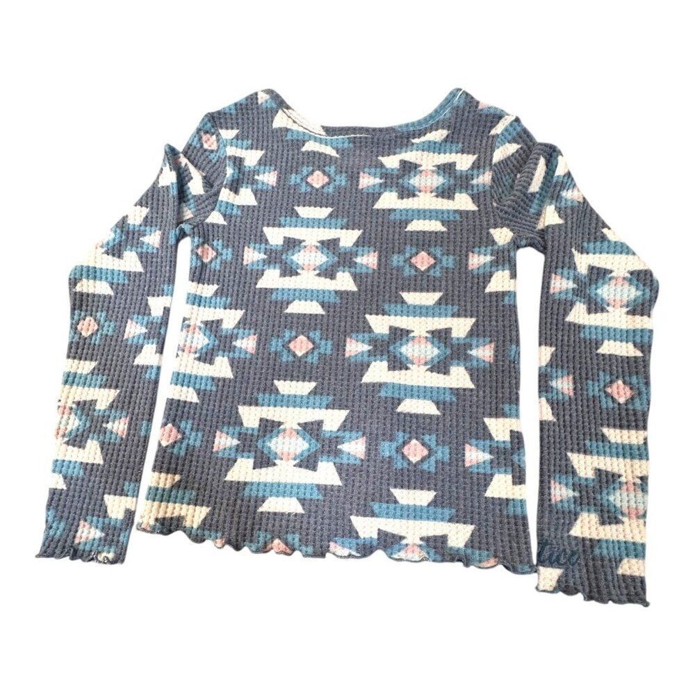 Justice Aztec Print Long Sleeve Waffle Knit Top Size 14 Girls NEW with tag - Picture 4 of 4
